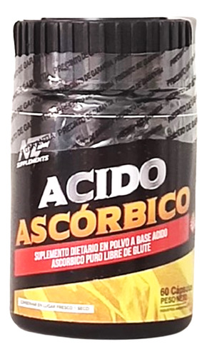 Acido Ascorbico , Vit C Pura X 60 Capsulas De 600 Mg Ntf