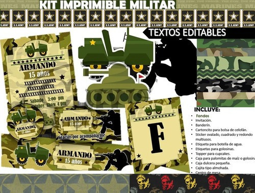 Kit Imprimible Militar Militares Ejercito Guardia Soldado