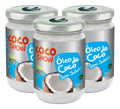Kit 3 Copra Coco Show Óleo De Coco Sem Sabor 500ml | MercadoLivre