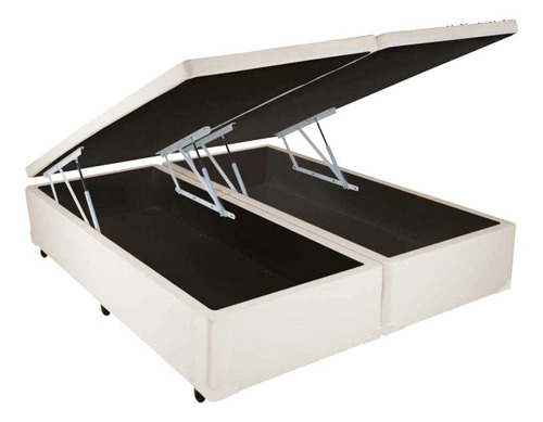 Cama Baú Bi-partida King Black Corino Bege 193x203