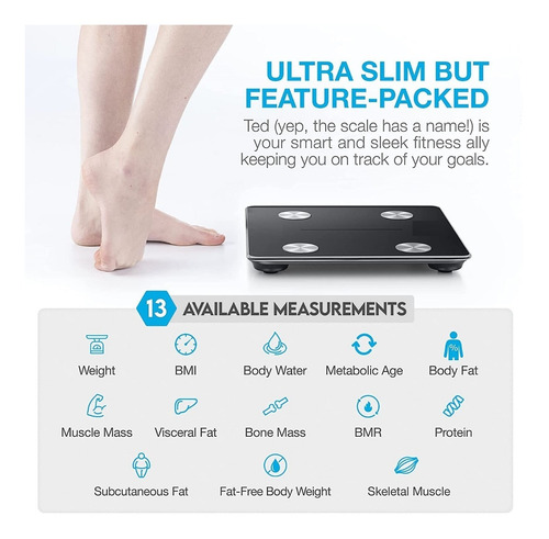 Imagen 5 de 10 de Balanza Smart Con App Para Celular Google Fit Apple Health