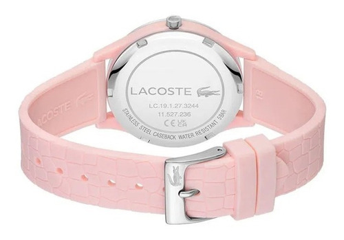 Reloj Lacoste Mujer Crocodelle Cuero Rosa 2001248 Color del bisel Plateado