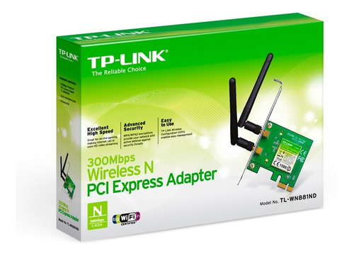 Imagen 3 de 4 de Placa Red Wifi Tp Link Tl-wn881nd 300mbps 2 Antenas Pci-e Pc