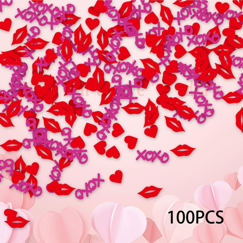 2 X 6x100 Piezas Confeti De Corazón Confeti De 2 Piezas