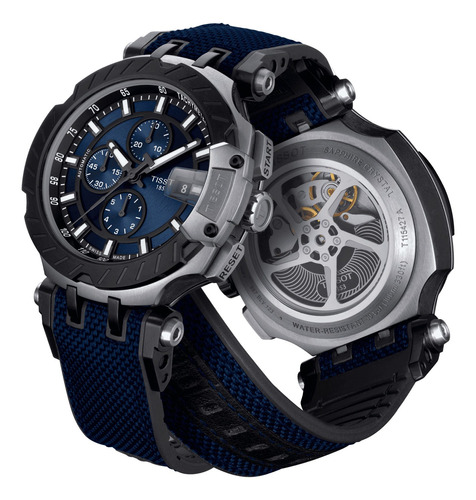 Reloj Tissot T-race Moto Gp Automatico Esfera Azul Boleta Color de la correa Azul y Negro Color del bisel Gris