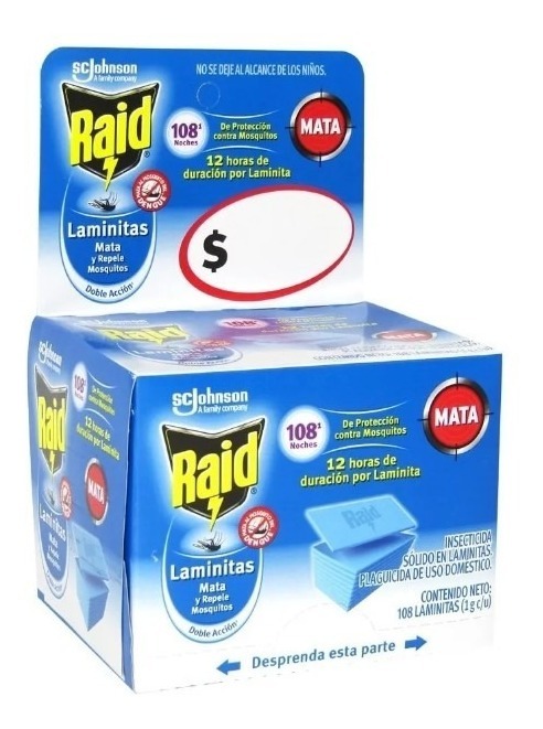 Raid Insecticida En Laminitas 108 Piezas