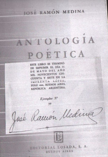 Antologia Poetica Firmado Jose Ramon Medina