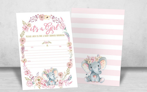 Your Main Event Prints Elephant Baby Shower Invitation Girl