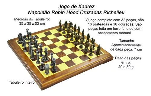 Jogo de Xadrez com 32 peças, todas feitas de Madeira