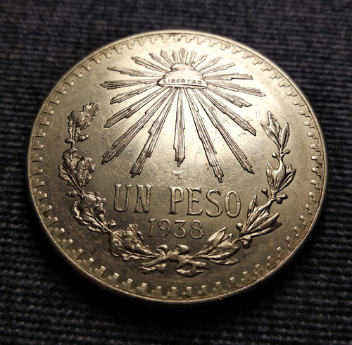 Moneda Un Peso Resplandor 1938, Plata Ley 720