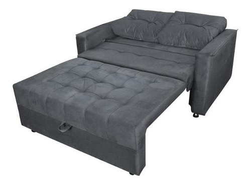 Sofá Cama Casal Reclinável Drika - Veludo Chumbo