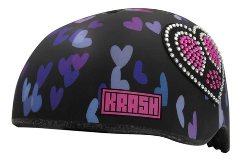 Casco Bicicleta Bokeh Bling Corazones Negro Niña C-preme Talla M