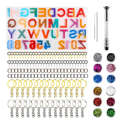 Kit 236 Llaveros Resina Molde Silicona Alfabeto Letras