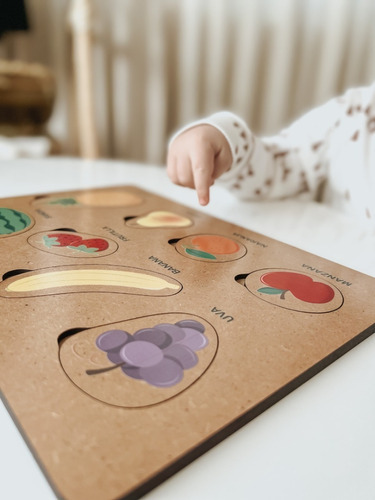 Juego Encastre Madera Didácticos Infantil Niños Color Frutas