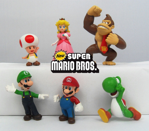 Kit 6 Bonecos Super Mario Bros Donkey Kong Toad Luigi Yoshi