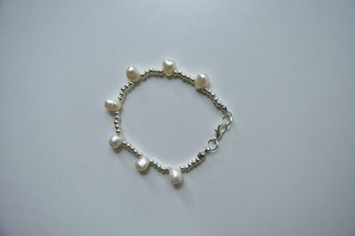 Pulsera Perlas De Río Beige 20 Cm