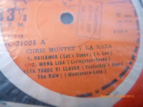 Vinilo Single Chris Montez -y La Raza - Bailemos ( H71-u180 (Usado)