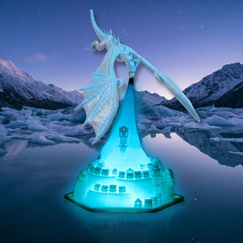 Lampara 3d Dragon Lanzando Fuego Castillo