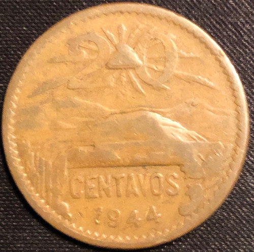 Moneda Teotihuacan Gorro Frisio Sol Cobre 1944