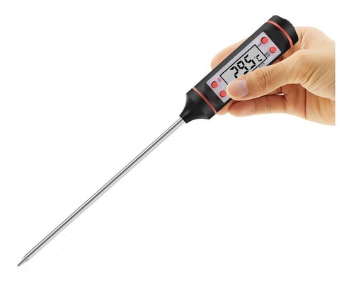 Termometro Digital Lcd Pincha Carne -50° A 300° - 4 Botones Color Negro