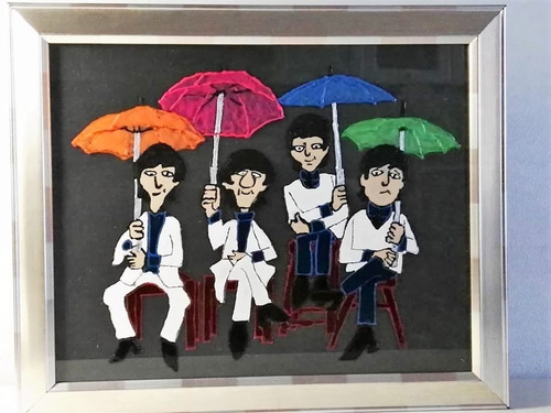 Vitral The Beatles Caricatura Con Su Paragüas