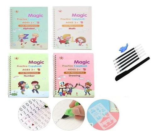 Set De Cuaderno Caligrafia Sank Magic Copy Book Para Niños .