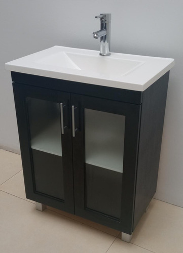 Imagen 6 de 10 de Vanitory 62cm Color Wengue Con 2 Puertas