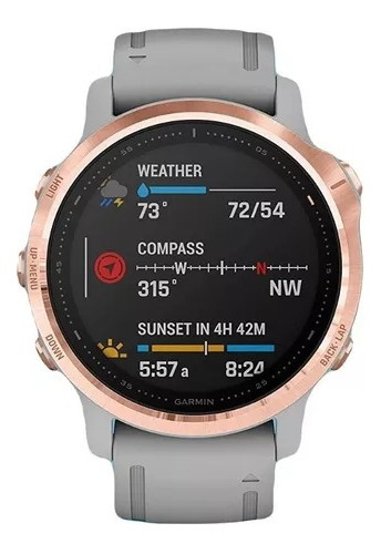 Garmin Fenix 6s Zafiro Rose Gold Correa Silicona Gris 42mm