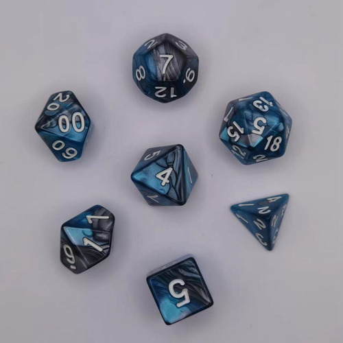 3 X 7x Dados Poliédricos Dados De Gris Azul Gris Azul