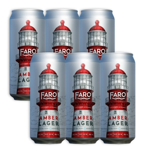 Faro Cerveza Artesanal Amber Lager Pack X6u 473ml