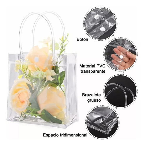 40 Bolsa Regalo Con Asa Transparentes Boda Bautizo Recuerdos