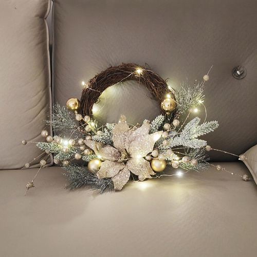 Corona Navideña Con Luces, Adorno Decorativo Navideño,