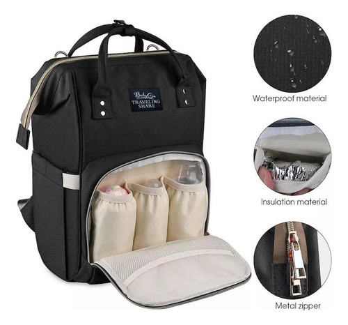 Pañalera Morral Tipo Cuna Con Cambiador 3 En 1 Usb