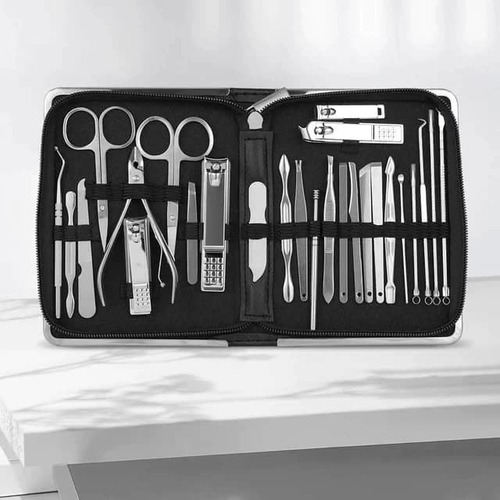 Imagen 2 de 2 de Kit Manicure Pedicure Facial 26pcs Acero Inox Estuche Nudvo
