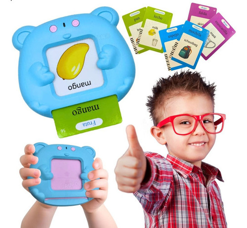 Brinquedo de Aprendizado Interativo Infantil com Cartões Educativos Tradutor Bilíngue em Português Inglês Ideal para Desenvolver Linguagem e Habilidades Cognitivas