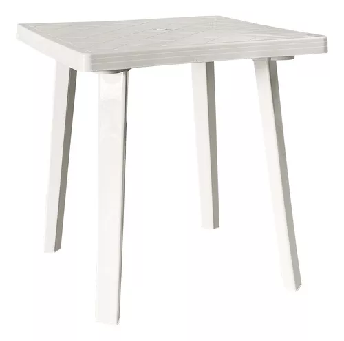 Mesa Plástica Cuadrada 70x70 Cm Patas Desmontables Quality Color Blanco