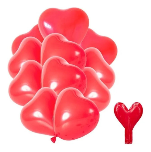 Pack 25 Globos Látex Forma De Corazón Rojo R10 Liso Cristal