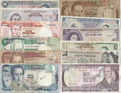 Colombia  Lote De 11 Billetes Diferente Denominación