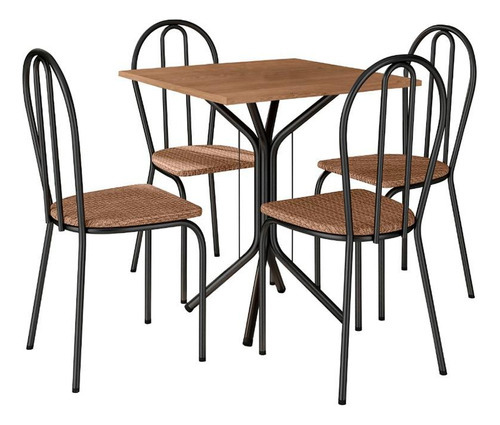 Conjunto De Mesa Thais 67,5cm Com 4 Cadeiras Artefamol Cor da tampa Demolição Cor dos pés Preto