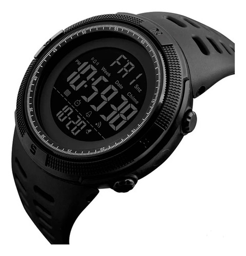 Reloj pulsera Skmei 1251 con correa de poliuretano color negro/negro - fondo negro