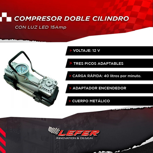 Imagen 3 de 10 de Compresor De Aire 12v Digital Linterna Led Auto Moto