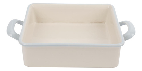 Fuente De Loza Blanco Con Borde Celeste 29.5x21x5x6.2cm