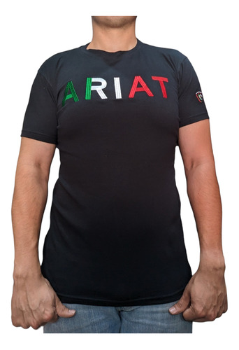 Playera Ariat Bordada Tricolor Premium Para Hombre 