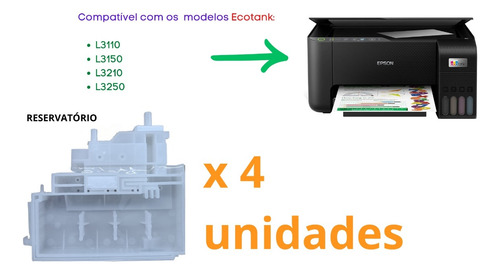 Kit Reservatório De Tinta Epson L3110 L3150 L3210 L3250 4un