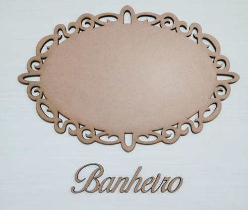 Placa Oval Arabesco 30x20 Mdf Cru + Nome Personalizado