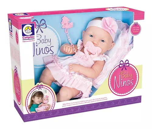 Boneca Baby Ninos Recém Nascida Bebê ReBorn com Acessórios Cotiplás -  Mercadao do Real