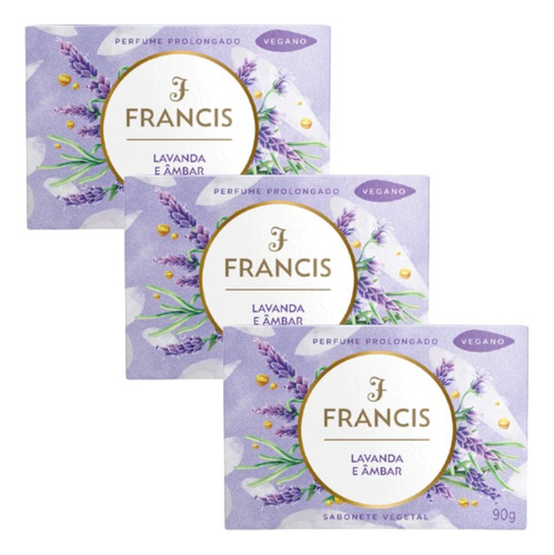 Sabonetes Francis Lavanda E Âmbar Kit C/24