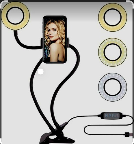 Lampara Led Con Soporte Celular Con Clip Para Escritorio