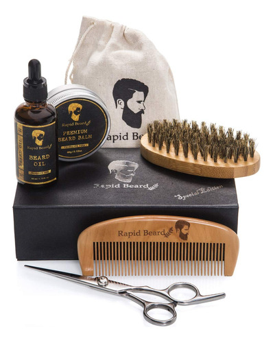 Kit De Cuidado Y Recorte De La Barba Para Hombres - Cepillo.