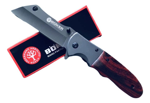 Canivete Tático Cavaleiro Semi Automatico Boker Da104 Cor Madeira